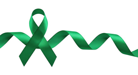 Green awareness ribbon isolated on transparent background