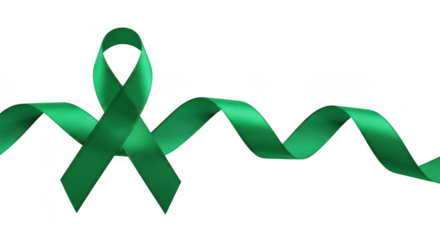 Green awareness ribbon isolated on transparent background