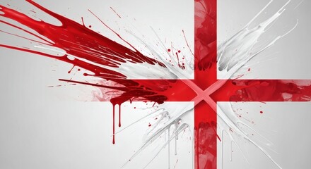 Dynamic Paint Splatter Flag of England - Saint George's Cross Artistic Background