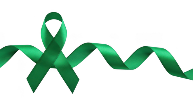 Green awareness ribbon isolated on transparent background
