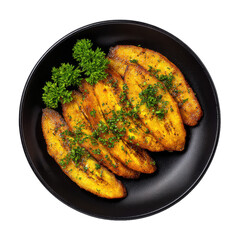 Grilled plantains with parsley png food png tropical png snack png sweet png cuisine png roasted png plate png banana png dessert png transparent background image