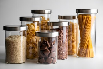 Assorted dry goods in glass jars