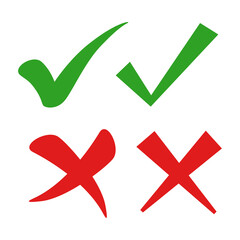 check mark and cross symbols in flat styles