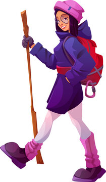 Girl Walking with Stick