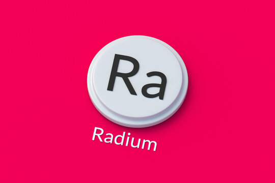 Ra, radium chemical element of periodic table. 3d render