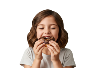 Happy Young Girl Enjoying a Chocolate Donut