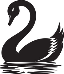 Obraz premium black swan silhouette logo icon, simple shapes, vector graphic, white background, simple design, minimalistic style, simple shapes, flat shape, white space around