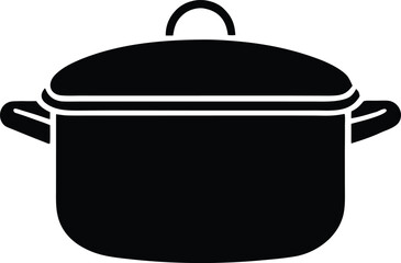 Isolated saucepan pot silhouette. Domestic cookware vector graphic icon.