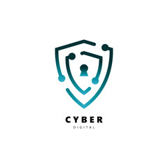 Cyber Security digital  Logo Illustration vector