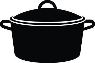 Isolated saucepan pot silhouette. Domestic cookware vector graphic icon.