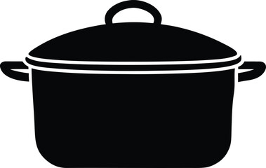  pot silhouette. Simple kitchen utensil vector graphic.