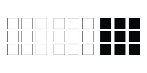 Nine Boxes Icon, Grid Menu Icon. Vector Illustration on White Background