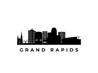 Vector Grand Rapids skyline. Travel Grand Rapids famous landmarks. Business and tourism concept for presentation, banner, web site.