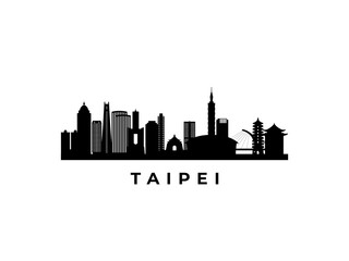 Vector Taipei skyline. Travel Taipei famous landmarks. Business and tourism concept for presentation, banner, web site.