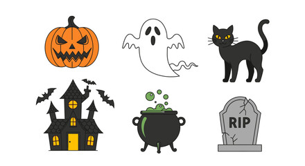halloween set flat design