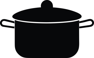 Kitchen stew pot icon. Cookware symbol for food preparation vector.