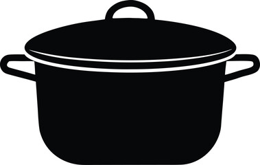 Kitchen stew pot icon. Cookware symbol for food preparation vector.