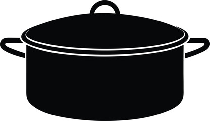 Kitchen stew pot icon. Cookware symbol for food preparation vector.