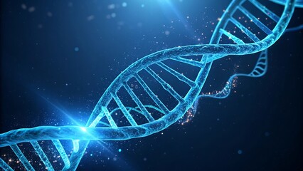 Glowing Blue DNA Helix on a Dark Background