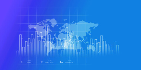 2d illustration Stock market online business concept. business Graph 