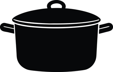 Cooking pot silhouette. Simple kitchenware vector icon.
