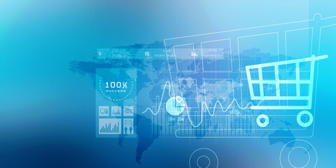 2d illustration Stock market online business concept. business Graph 