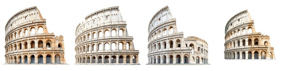 Obraz premium Colosseum: Four Views of Ancient Roman Architecture on White