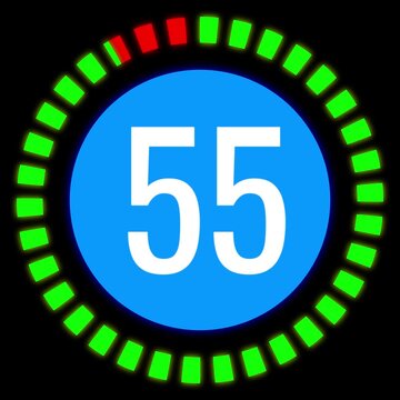 60 Second Neon Countdown Timer | Glowing 1 Minute Clock for Streaming & Videos | Stock Footage | Black Background | Bouncing