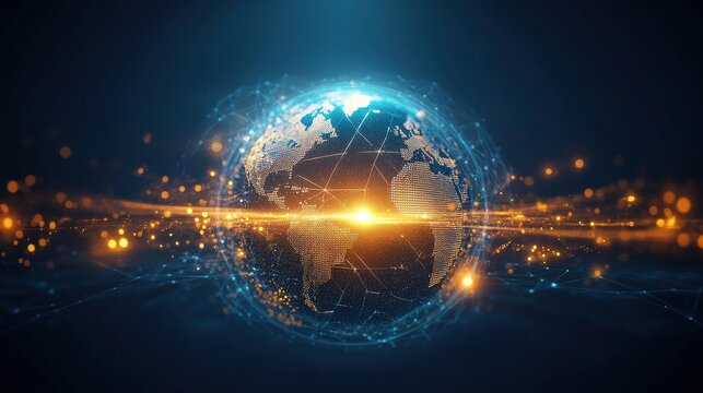 Fototapeta global network connection digital world futuristic technology