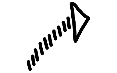 Hand Drawn Curved Turn Arrow with Cut Tail Doodle Vector