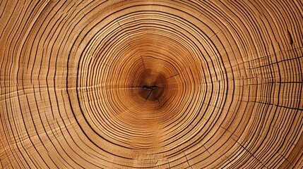 Naklejka premium A close-up view of tree rings, showcasing the intricate patterns and colors of natural wood, symbolizing growth and age.