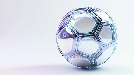 Naklejka premium futuristic glass soccer ball on white background