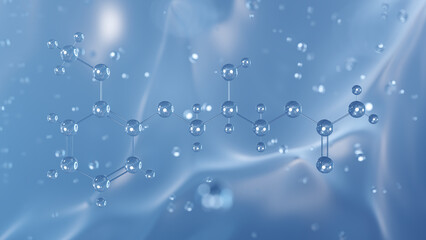 methocarbamol molecular structure, 3d model molecule, cns depressant structural chemical formula view from a microscope