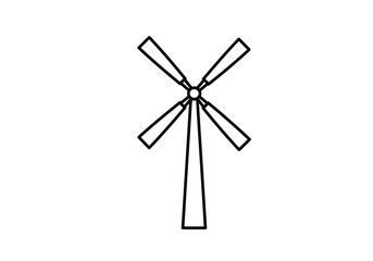 Fototapeta premium A black and white line drawing of a classic fourbladed windmill
