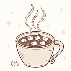 A cup of hot chocolate with marshmallows