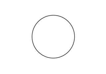 A black perfectly circular line is centered on a white background