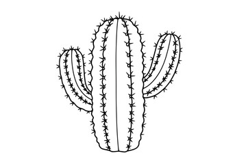 A blackoutlined Saguaro cactus stands with two arms