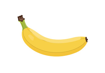 A single yellow banana curves gently with brown tips and a green stem