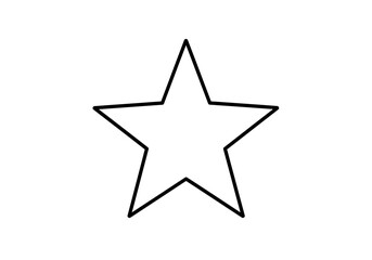 A stark fivepointed star rendered with bold black outlines against a stark white backdrop