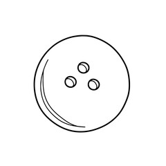 Bowling ball icon with finger holes, black and white, simple illustration