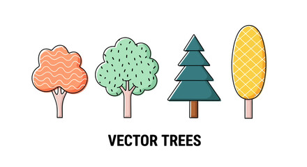 A Collection of Stylized Vector Trees for Digital Design and Illustration Projects
