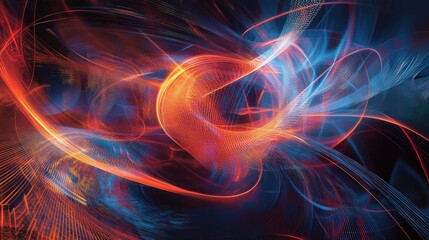 abstract energy swirl red and blue light trails