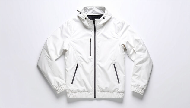 Stylish White Jacket with Black Zippers Display