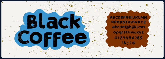 Hand drawn rough and texture vector font. Alphabet uppercase, lowercase, and number.  