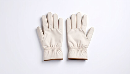 Obraz premium Elegant White Gloves with Bowed Cuffs White Background