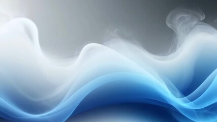 Abstract blue and white wave patterns create a smooth, flowing design. The background features a gradient from light to dark, evoking a sense of calm and tranquility.