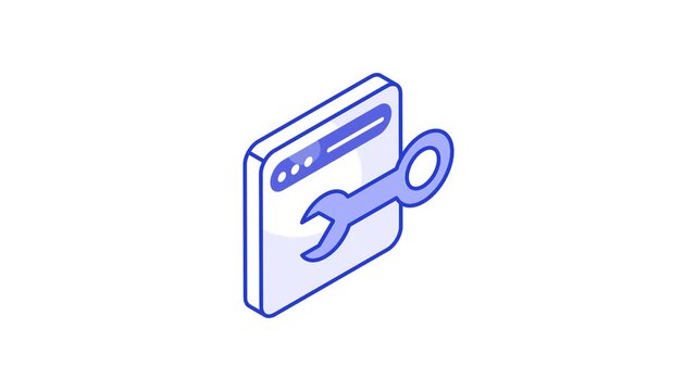 Spanner with website denoting concept animated icon of website setting