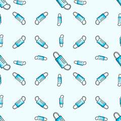 Seamless Pattern of Blue Medical Face Masks