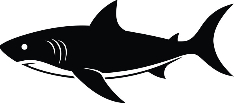 Shark silhouette vector icon. Ocean predator animal symbol.