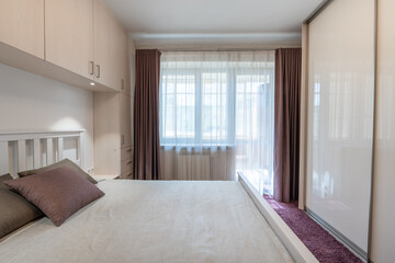 Luxurious master bedroom interior, modern house, beautiful interiors, wide bedroom.